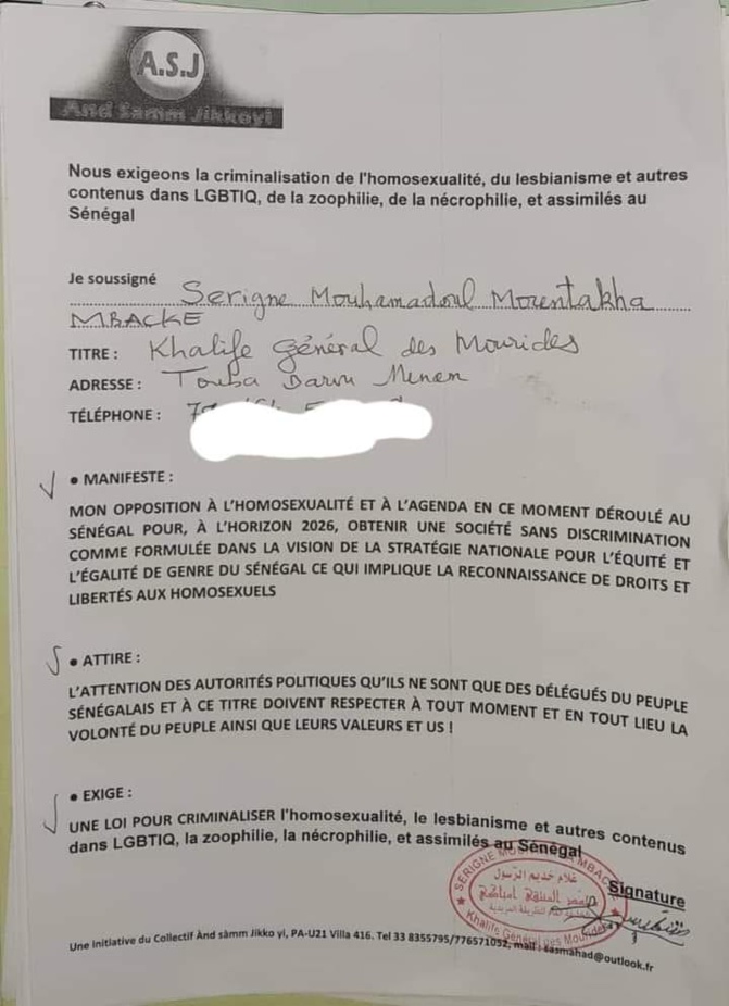 Criminalisation de l’homosexualité: Serigne Mountakha Mbacké dans le combat Criminalisation de l’homosexualité: Serigne Mountakha Mbacké dans le combat