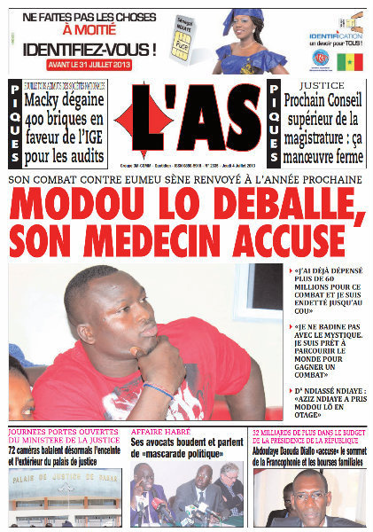 A la Une du Journal L'As du jeudi 04 juillet 2013