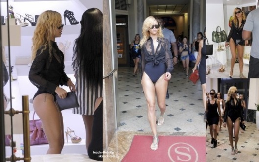 (13) Photos: Rihanna fait son shooping à demi-nue avec un maillot de bain dans les rues de Monaco. Regardez