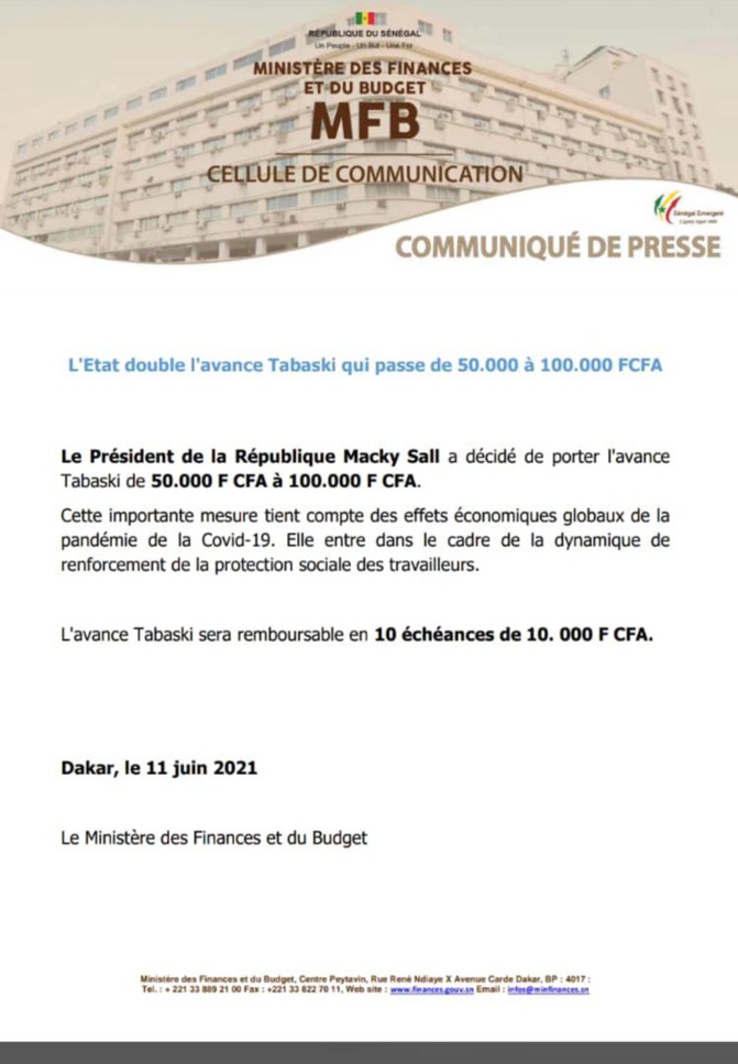 Solidarité étatique: Le Président Macky Sall double l’avance Tabaski