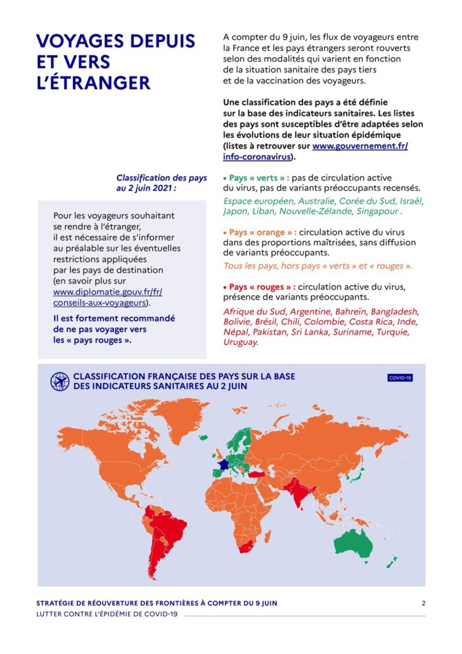 Info Covid / Ouverture des frontières: Le Sénégal, dans la zone "orange", ne présente pas de risques