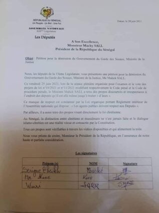 Assemblée nationale: Une pétition pour la démission du Ministre de la Justice, lancée Assemblée nationale: Une pétition pour la démission du Ministre de la Justice, lancée