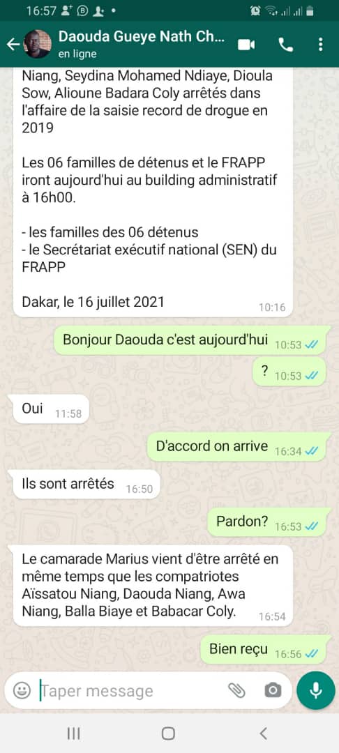 Manif du Frapp et des six membres des familles de détenus: Guy Marius Sagna encore arrêté Manif du Frapp et des six membres des familles de détenus: Guy Marius Sagna encore arrêté