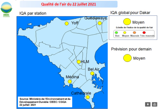 Qualité de l'air: Indice jaune ce jeudi, moyennement dégradée demain vendredi