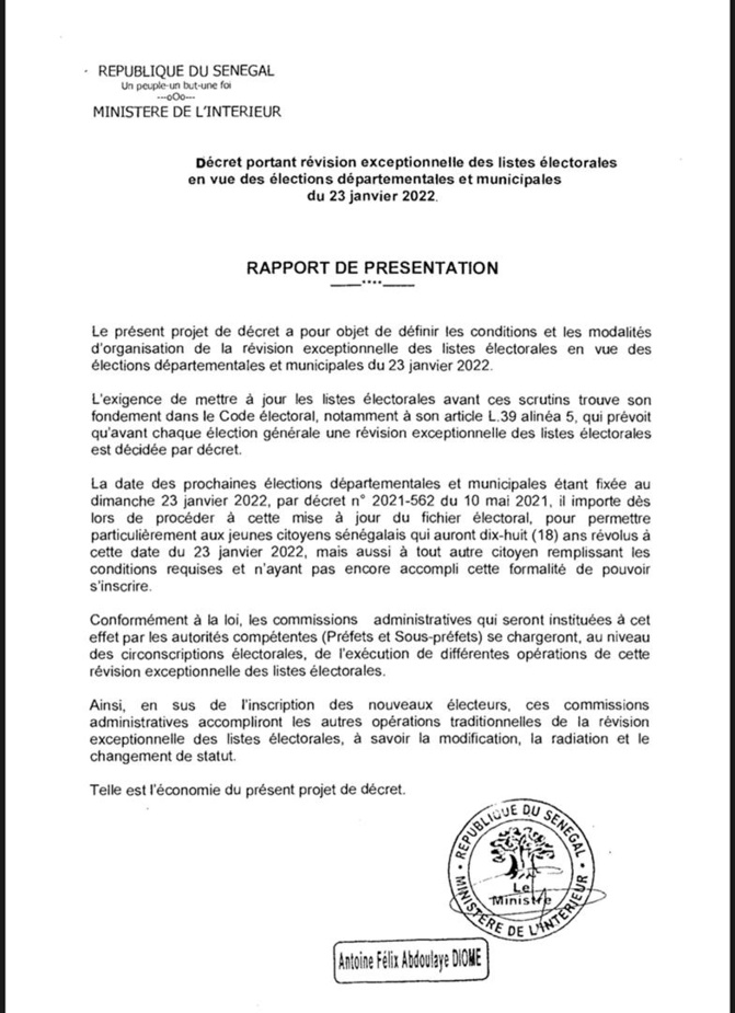 Décret / Révision exceptionnelle des listes électorales: Macky Sall retient la date du 31 juillet  au 14 septembre 2021