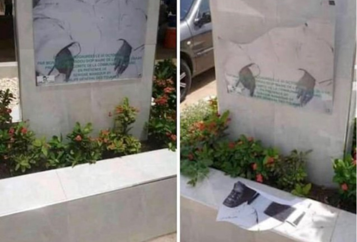 Photos / Allées Serigne Babacar Sy: La stèle portant son effigie, profanée