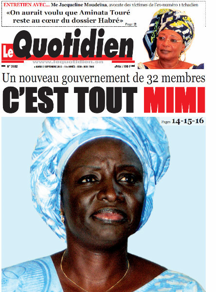 A la Une du Journal Le Quotiden du mardi 03 Septembre 2013