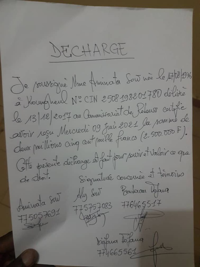 Victime dans l’accident du véhicule de Leral: Aminata Sow calomnie et arnaque des autorités Victime dans l’accident du véhicule de Leral: Aminata Sow calomnie et arnaque des autorités