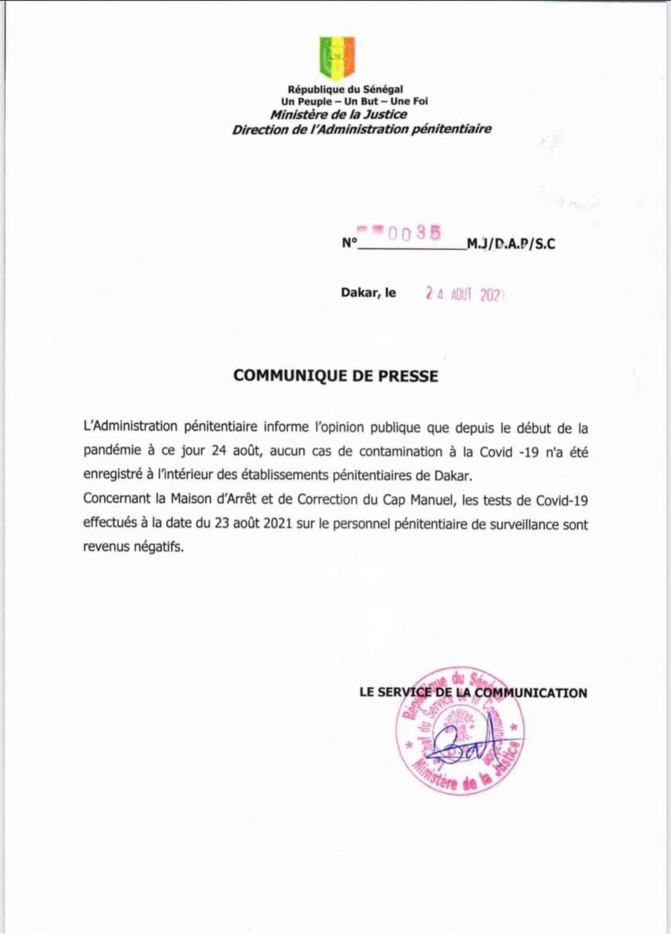 L'Administration pénitentiaire: "Aucun cas de coronavirus n'a été enregistré à l'intérieur des établissements pénitentiaires..."