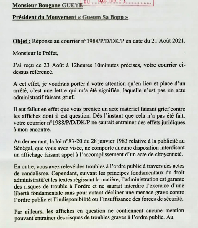 Ordre du préfet de «retirer des affiches incriminées » : Bougane Guèye, « pour le moment », dit niet ! Ordre du préfet de «retirer des affiches incriminées » : Bougane Guèye, « pour le moment », dit niet !