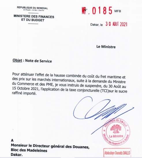 Hausse du prix du sucre: La taxe conjoncturelle du sucre raffiné importé, suspendue 