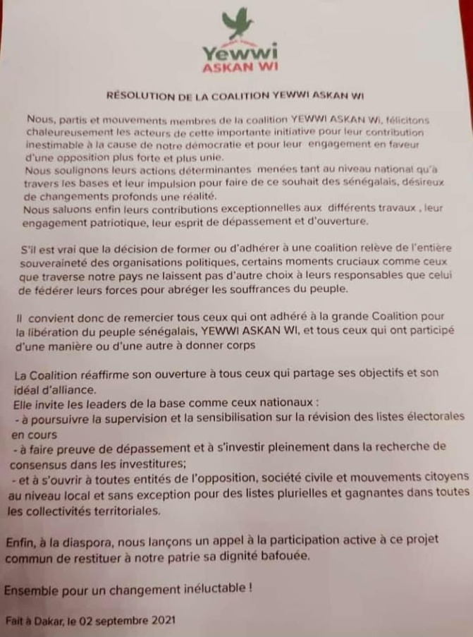 Bougane Gueye Dany: « Le Nom et les Couleurs  Amoul consensus… Mais je vais signer..." (Document)
