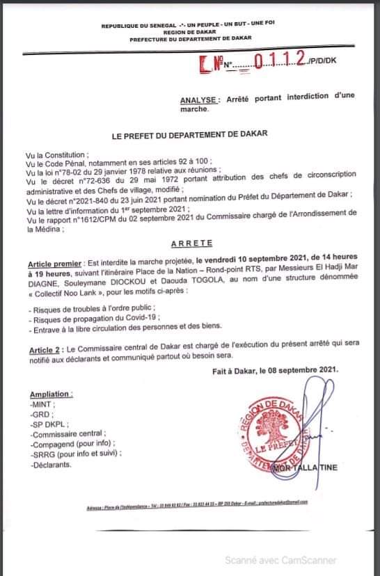 Manifestations: Le Préfet arrête la marche, Noo Lank en conférence de presse ce matin Manifestations: Le Préfet arrête la marche, Noo Lank en conférence de presse ce matin