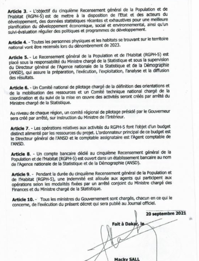 Population et habitat: Le 5e recensement décrété par Macky Sall