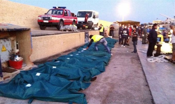 [Photos] Drame de l'immigration au large de Lampedusa: 130 migrants morts dans le naufrage et 200 portés disparus