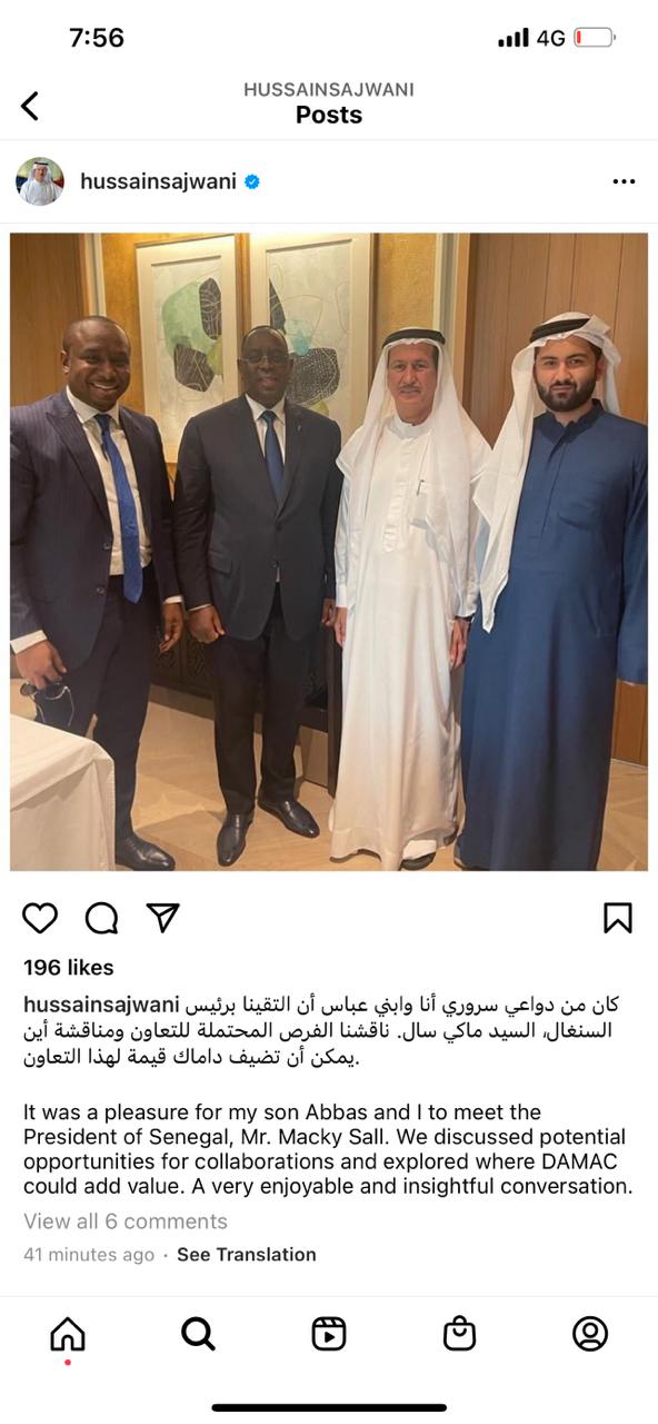 Photos/ Dubaï: Le Président Macky Sall, Elimane Lam et Hussain Sajwani