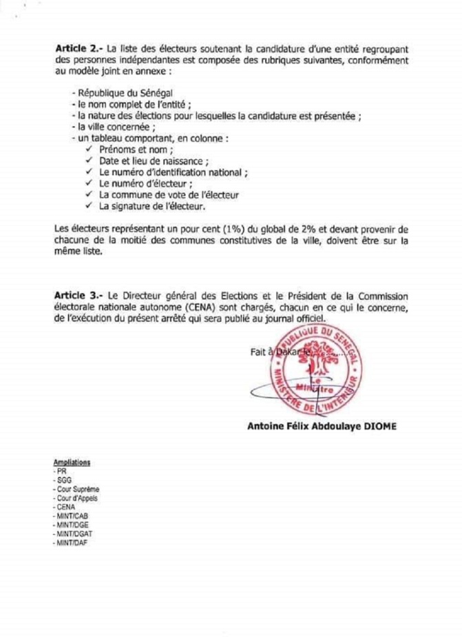 Elections locales : l’Arrêté ministériel fixant les conditions pour soutenir les candidatures d’une entité indépendante Elections locales : l’Arrêté ministériel fixant les conditions pour soutenir les candidatures d’une entité indépendante