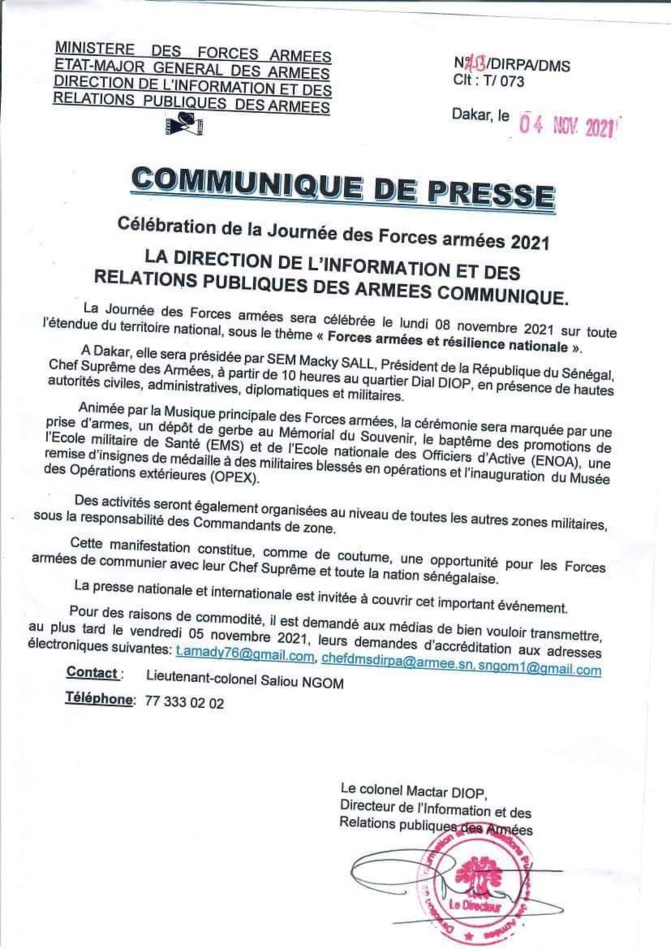 Journée des Forces Armées: Macky Sall présidera la cérémonie lundi prochain