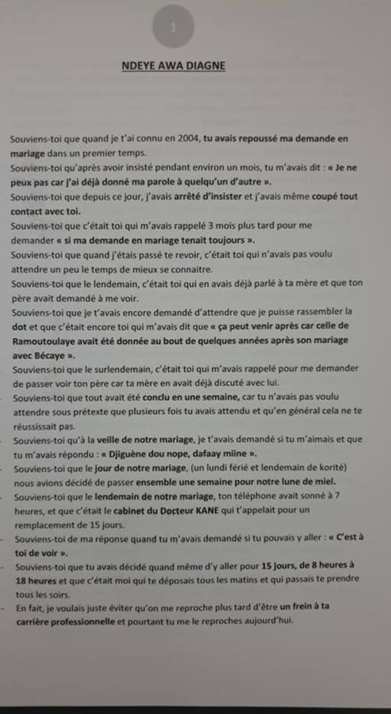 Une si longue lettre de Dr. Paye: Pour expliquer les raisons de son acte désespéré 