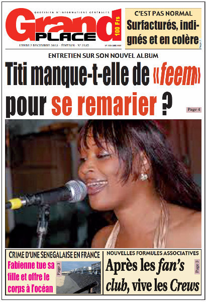 A la Une du Journal Grand Place du lundi 02 Décembre 2013