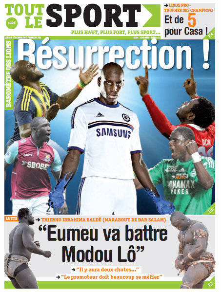 A la Une du Journal Tout Le Sport du lundi 02 Décembre 2013