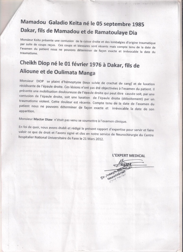 Tortures contre les présumés meutriers de Fodé Ndiaye: Voici le rapport qui accable la Police et l'Administration pénitentiaire !