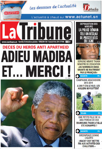 A la Une du Journal La Tribune du vendredi 06 Décembre 2013
