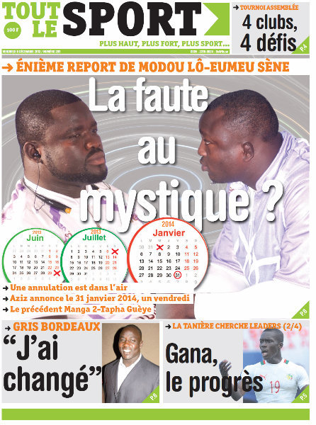 A la Une du Journal Tout Le Sport du vendredi 06 Décembre 2013