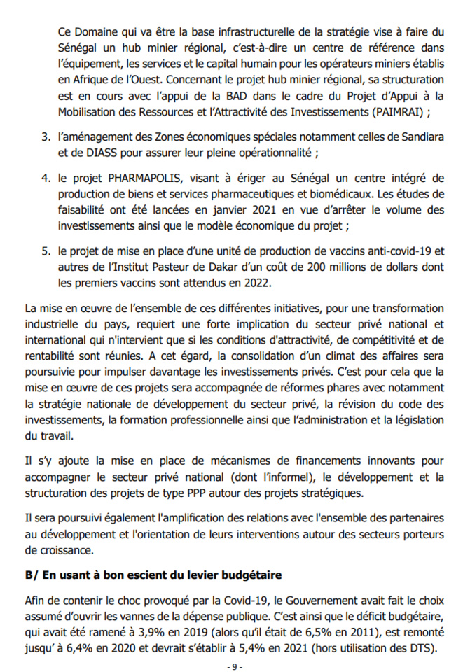 Projet de loi de Finances 2022: Comment le Fonds Force Covid et certains secteurs ont atteint leurs objectifs (Document)