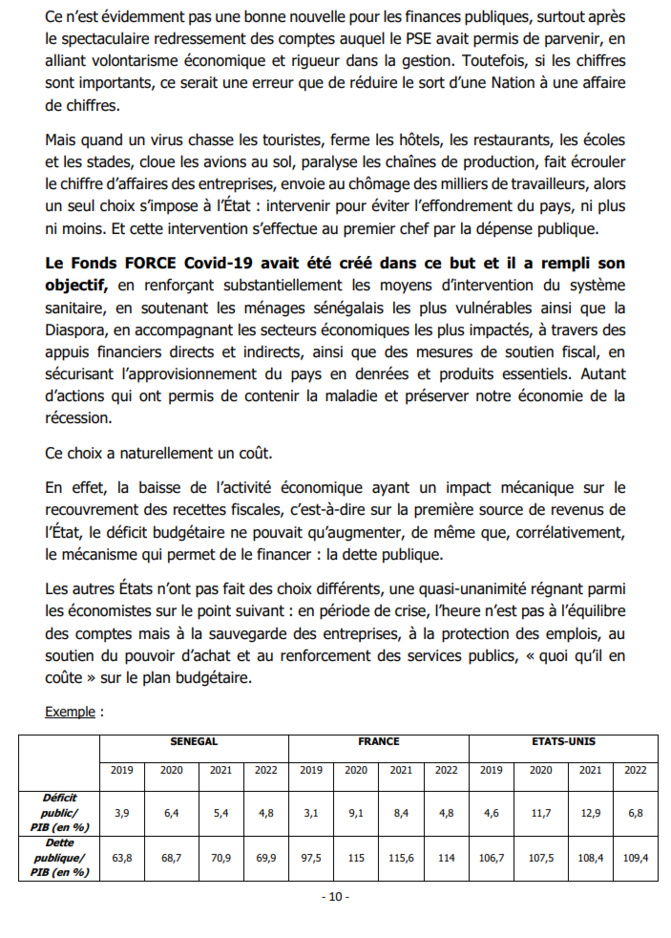 Projet de loi de Finances 2022: Comment le Fonds Force Covid et certains secteurs ont atteint leurs objectifs (Document)