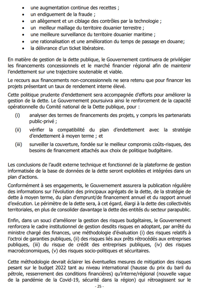 L'économie du projet de Loi de Finances 2022: Ce que prévoit de réaliser la Douane sénégalaise (Document)