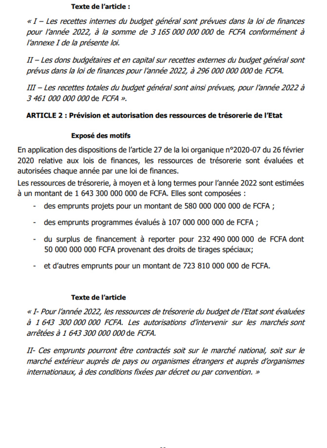 Projet de loi Finances 2022: Ce qu'il faut savoir sur les Données générales du Budget de l'Etat (Document)