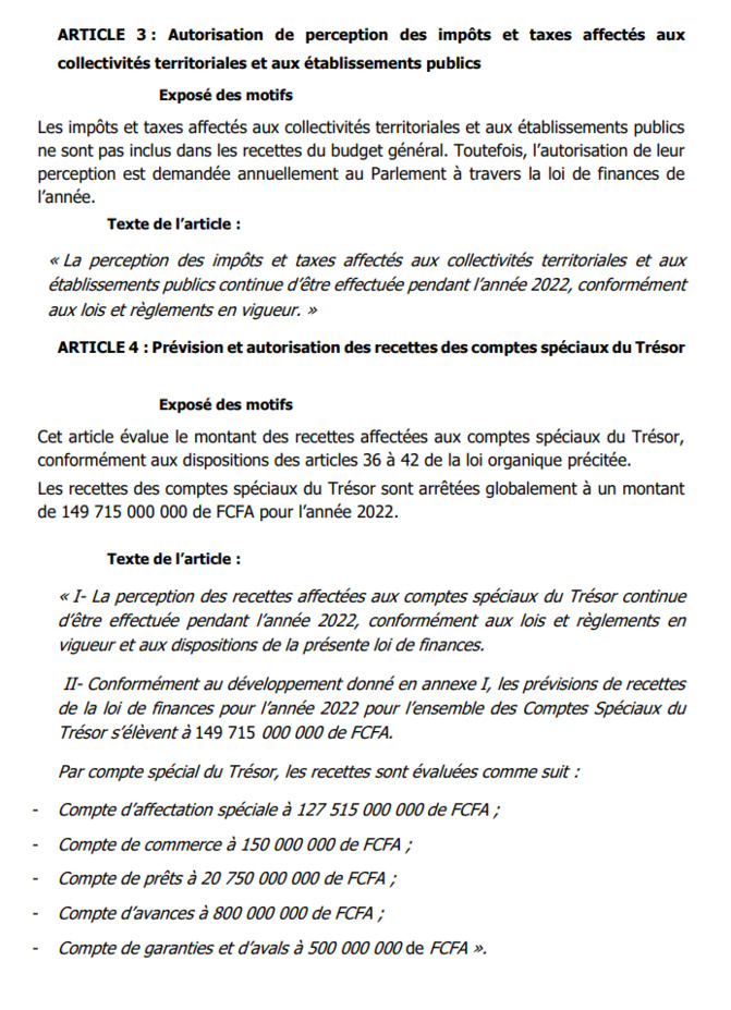 Projet de loi Finances 2022: Ce qu'il faut savoir sur les Données générales du Budget de l'Etat (Document)