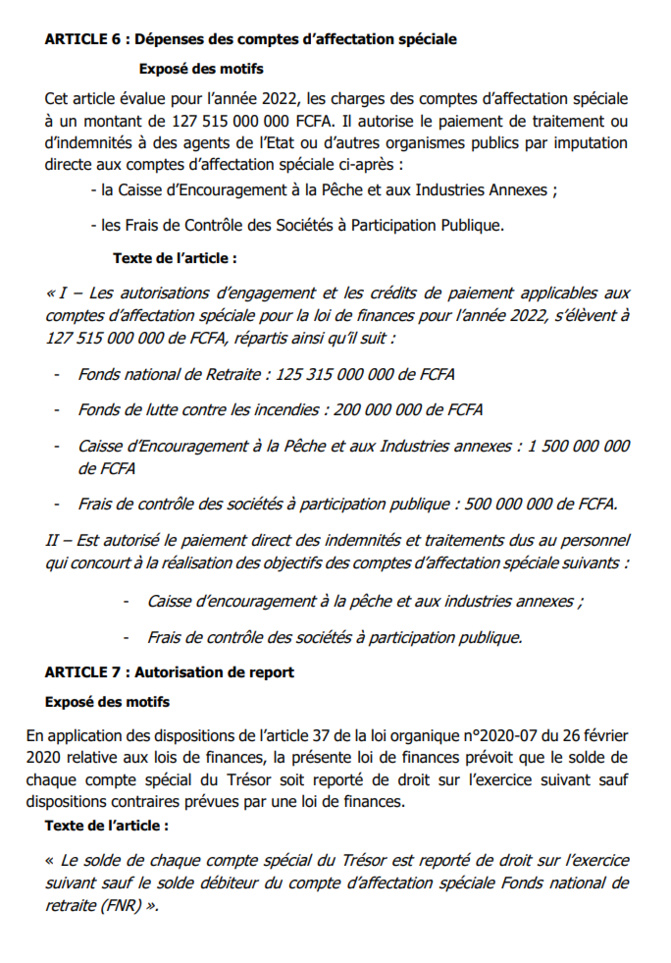 Projet de loi Finances 2022: Ce qu'il faut savoir sur les Données générales du Budget de l'Etat (Document)