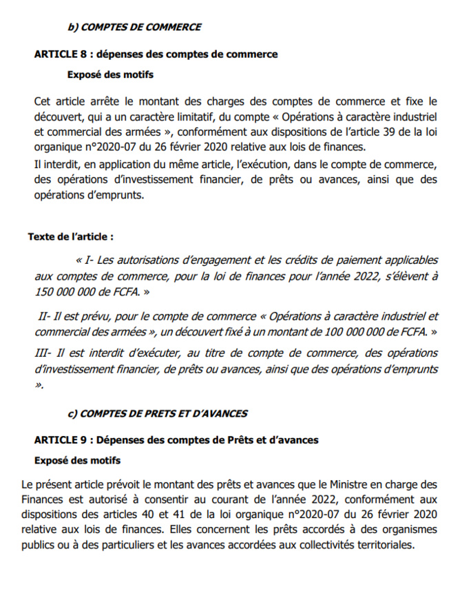 Projet de loi Finances 2022: Ce qu'il faut savoir sur les Données générales du Budget de l'Etat (Document)