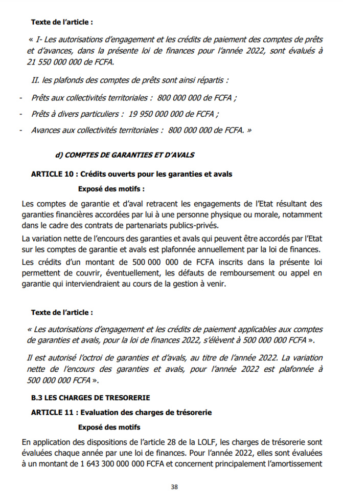 Projet de loi Finances 2022: Ce qu'il faut savoir sur les Données générales du Budget de l'Etat (Document)