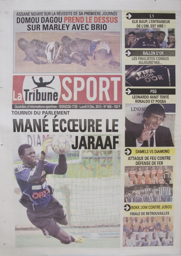 A la Une du Journal La Tribune du lundi 09 Décembre 2013