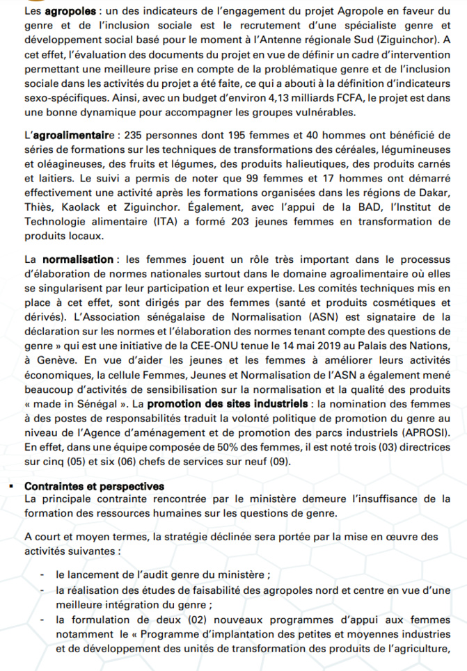Budgétisation sensible au Genre: Comment l'intégration du Genre dans la planification opérationnelle des Ministères a été faite (Document, partie2)
