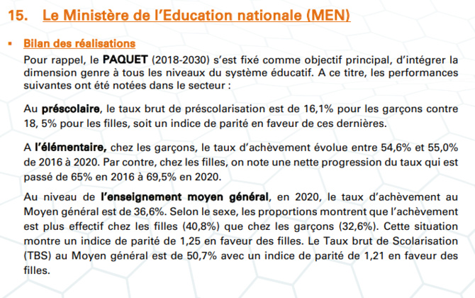 Budgétisation sensible au Genre: Comment l'intégration du Genre dans la planification opérationnelle des Ministères a été faite (Document, partie3)