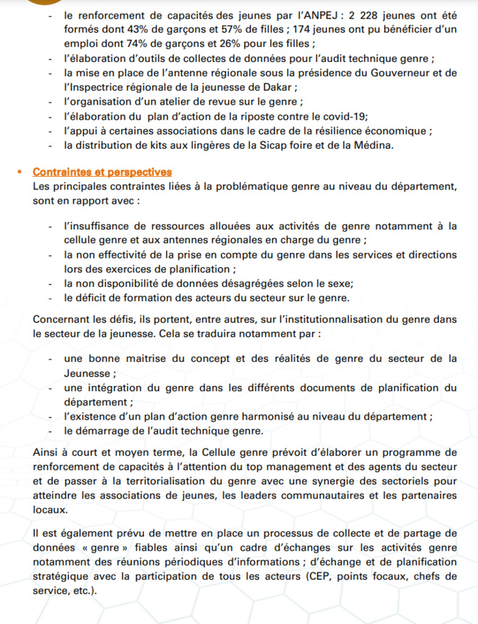 Budgétisation sensible au Genre: Comment l'intégration du Genre dans la planification opérationnelle des Ministères a été faite (Document, partie3)