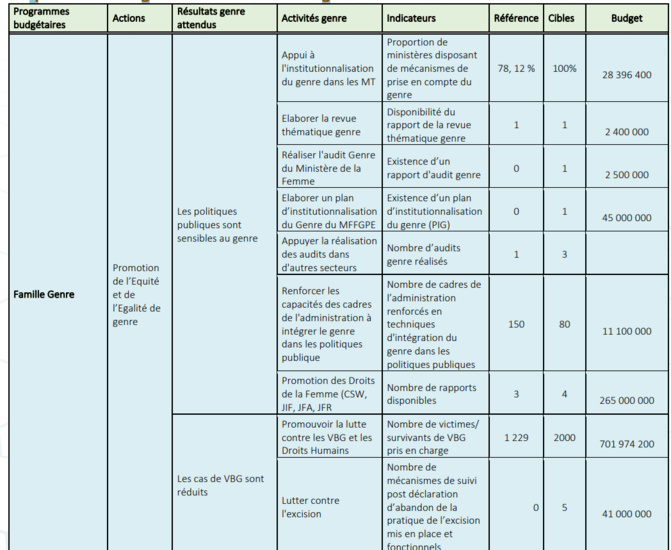 Budgétisation sensible au Genre: Comment son intégration a impacté le MFFGPE Budgétisation sensible au Genre: Comment son intégration a impacté le MFFGPE
