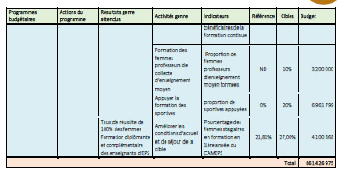 Budgétiser et relever le défi Genre: Le Ministère des Sports note des résultats encourageants, quelques contraintes et de belles perspectives