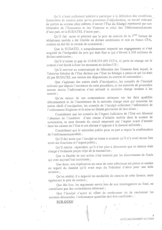 [Documents exclusifs] Affaire Sudatel: La Chambre d'accusation ordonne la mise en liberté "immédiate" de Thierno Ousmane Sy