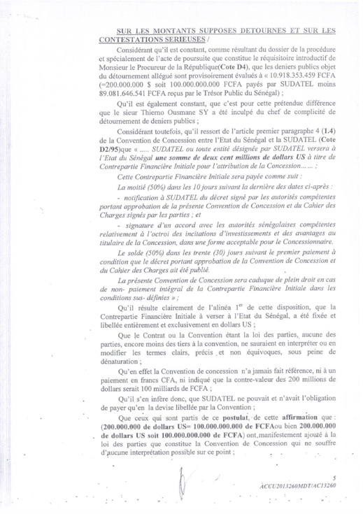 [Documents exclusifs] Affaire Sudatel: La Chambre d'accusation ordonne la mise en liberté "immédiate" de Thierno Ousmane Sy