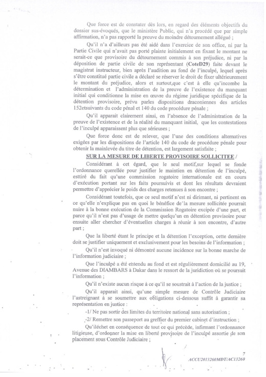 [Documents exclusifs] Affaire Sudatel: La Chambre d'accusation ordonne la mise en liberté "immédiate" de Thierno Ousmane Sy