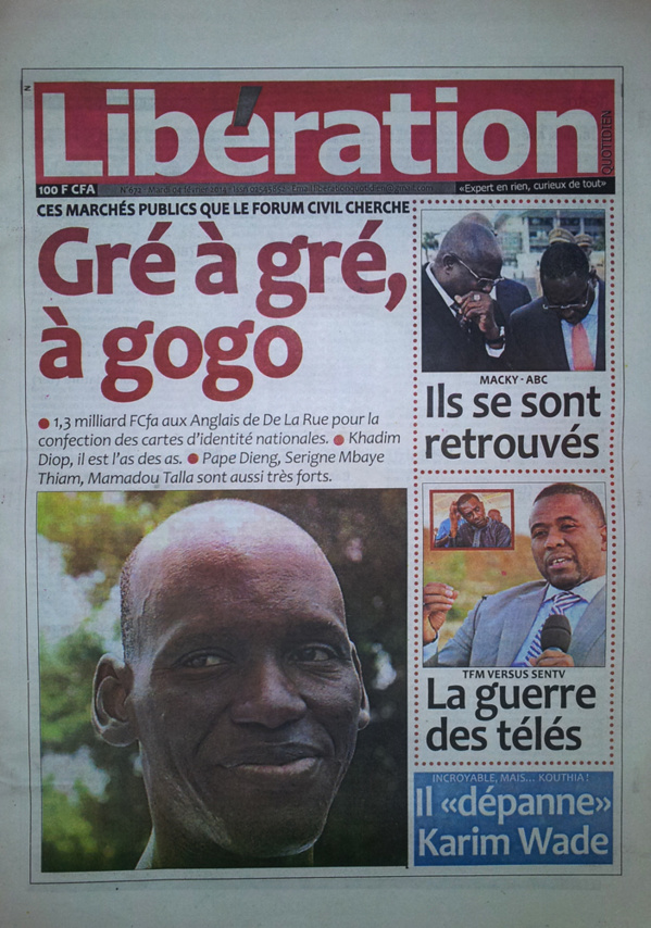 A la Une des Journaux en images du mardi 04 février 2014