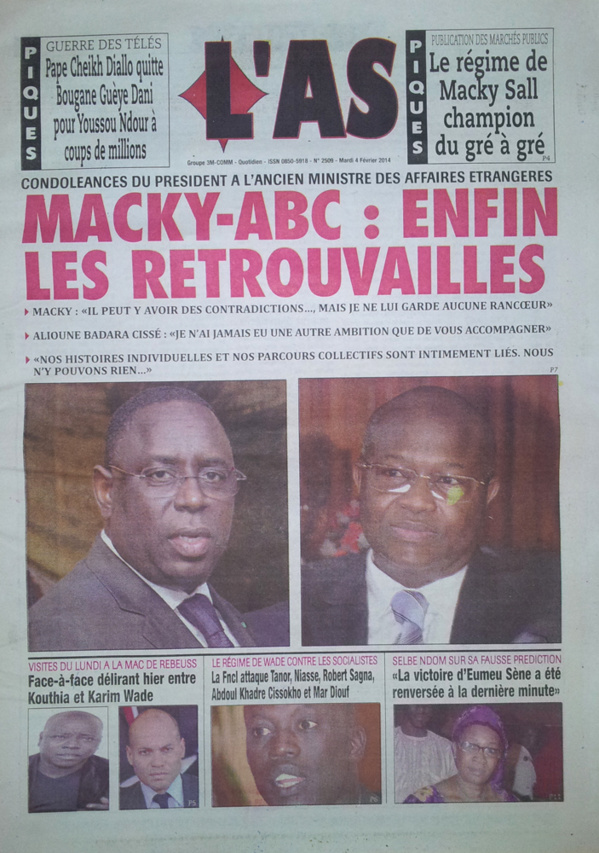 A la Une des Journaux en images du mardi 04 février 2014