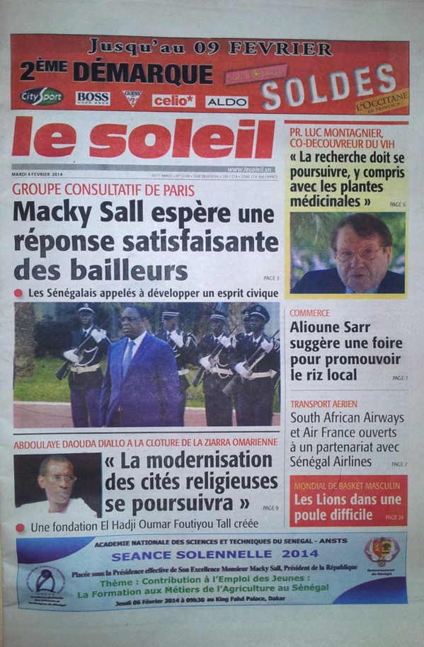 A la Une des Journaux en images du mardi 04 février 2014