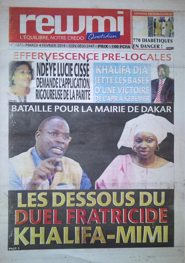 A la Une des Journaux en images du mardi 04 février 2014