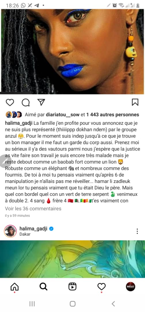 Halima Gadji annonce son divorce avec Anzul Multimédias Consulting Halima Gadji annonce son divorce avec Anzul Multimédias Consulting